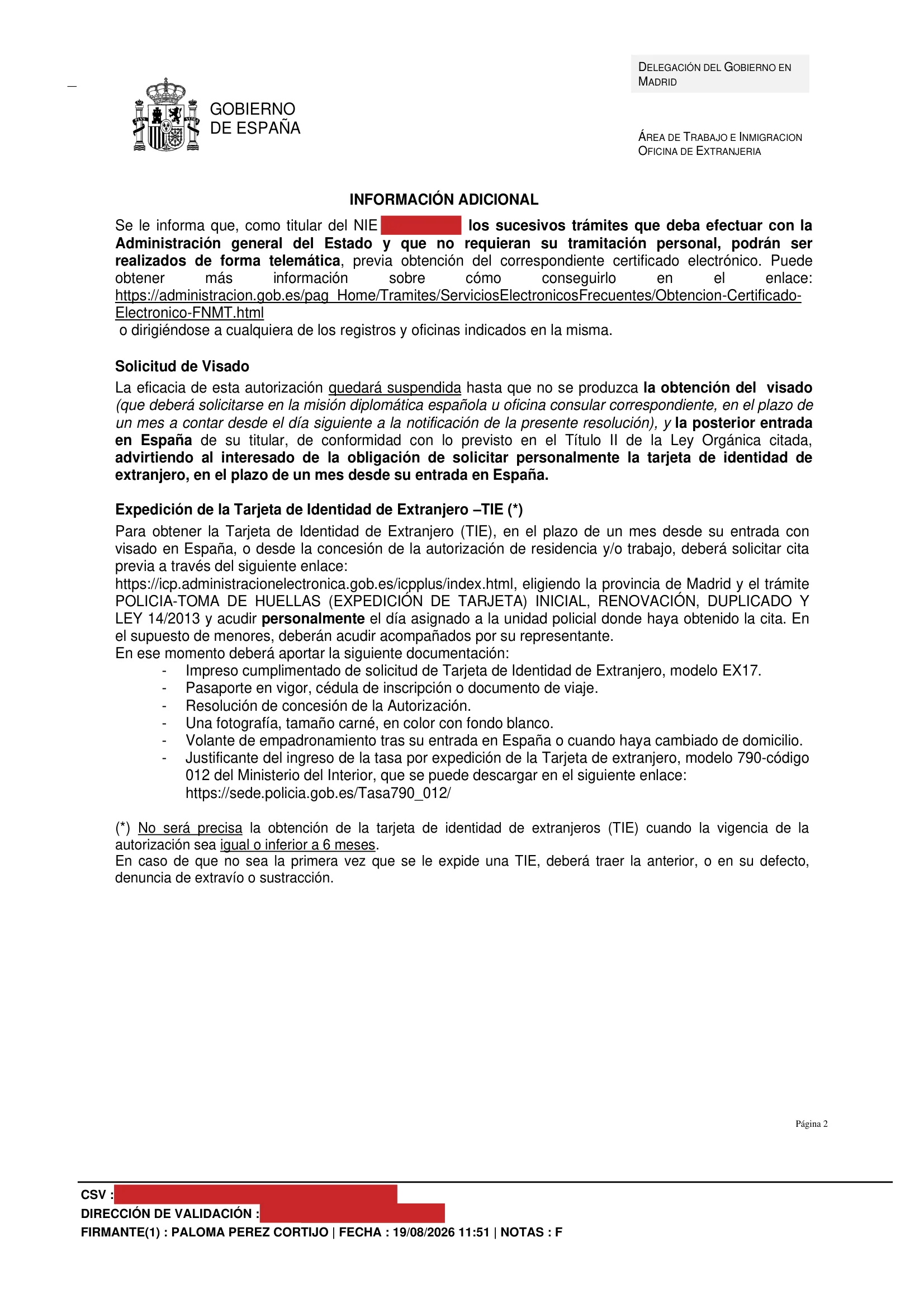 Primera página de la resolución, con los datos personales tapados — 2
