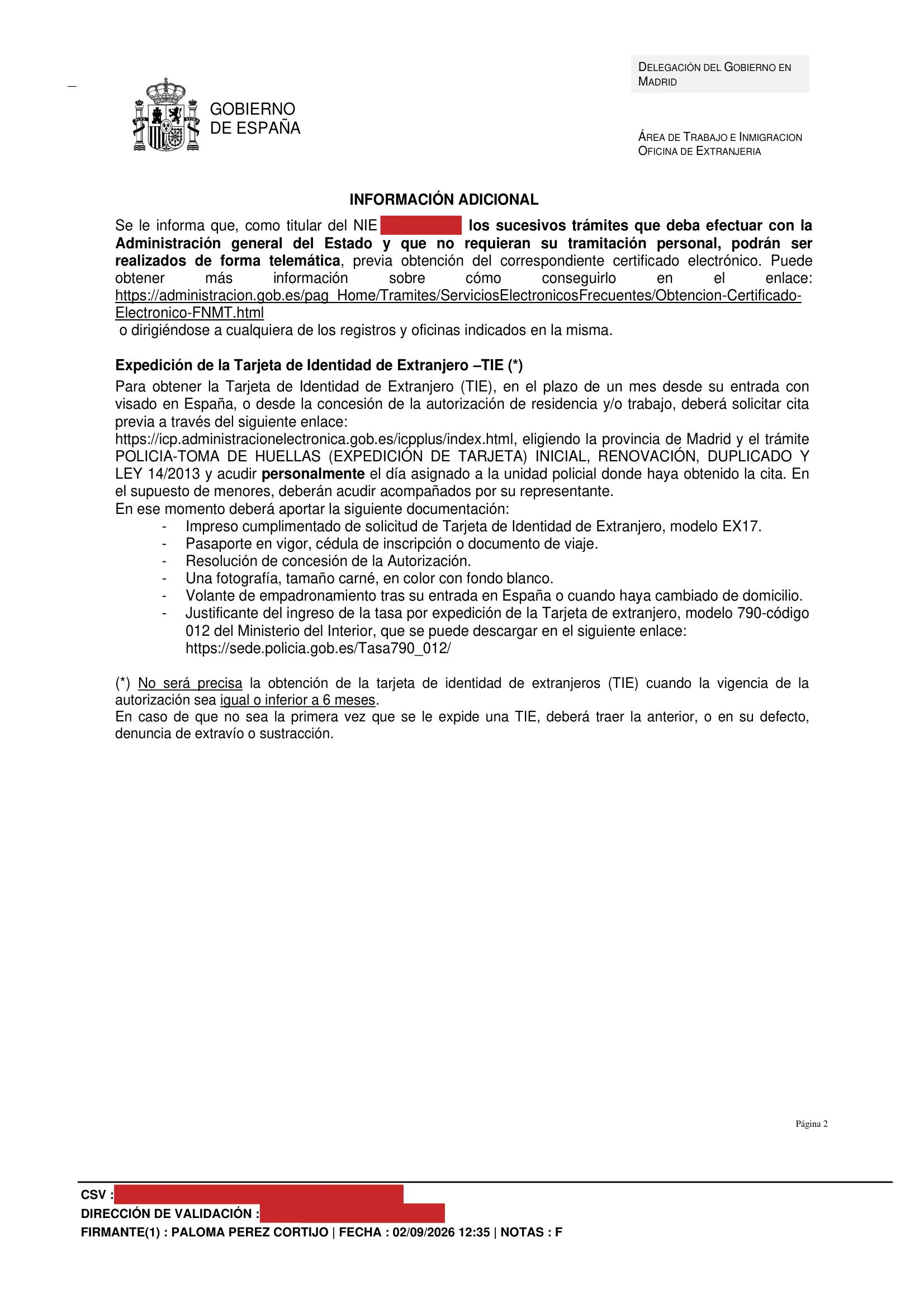 Primera página de la resolución, con los datos personales tapados — 2