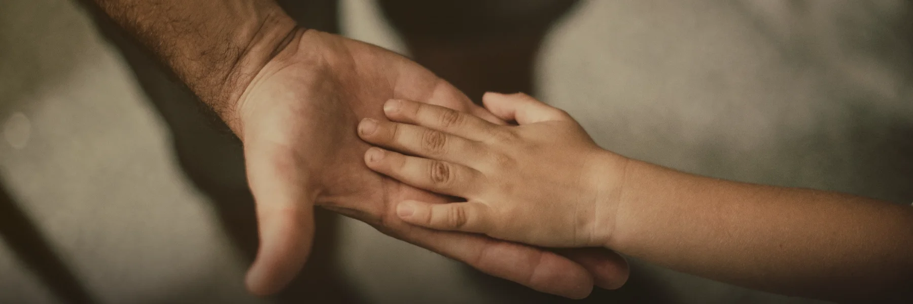 La mano de un niño sobre la palma de un adulto